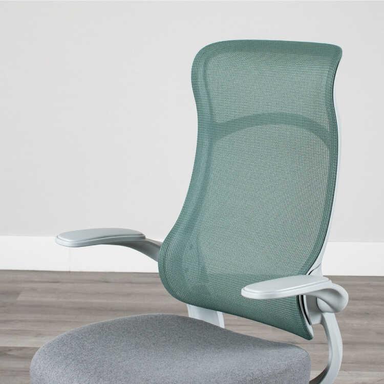 メッシュ製ハイバックオフィスチェア 肘跳ね上げ式 グリーン パソコンチェア デスクチェア おしゃれ シンプル ファブリック スチール ハイバック 昇降機能付き |  | 03