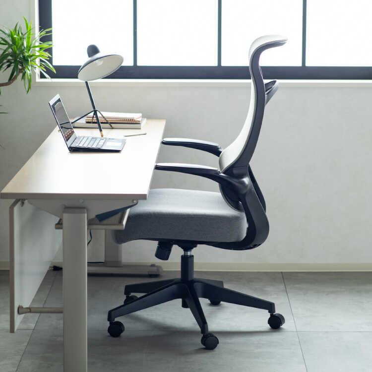 メッシュ製ハイバックオフィスチェア 肘跳ね上げ式 グリーン パソコンチェア デスクチェア おしゃれ シンプル ファブリック スチール ハイバック 昇降機能付き |  | 04