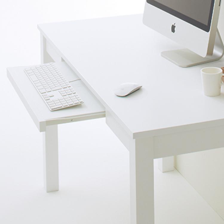 パソコンデスク 幅120cm キーボード 収納 スライドトレー : インテリア