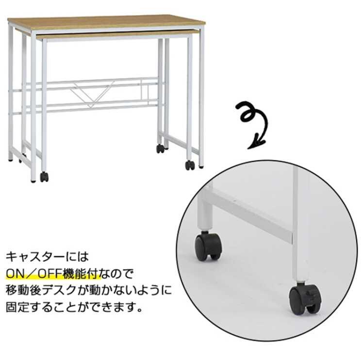 パソコンデスク 90cm L字 収納 引き出し キャスター付 2台 セット おしゃれ ナチュラル ホワイト シンプル 新生活 在宅 ワーク デスク｜interial｜09