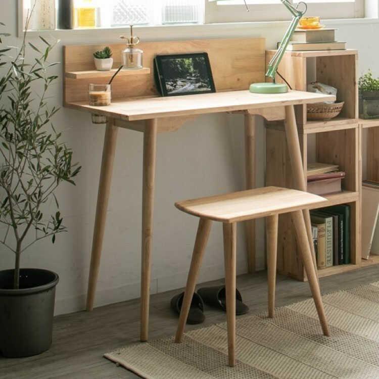 デスクチェアセット パソコンデスク セット 天然木 ナチュラル 90cm