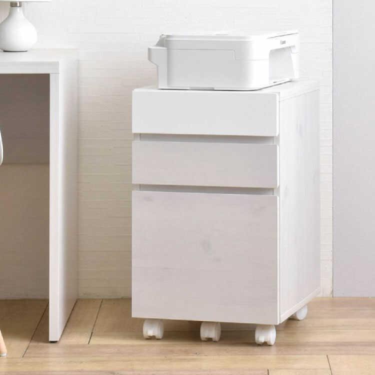 モモナチュラル　デスクワゴン　キャスター付き　ホワイト モモナチュラル デスクワゴン キャスター付き MOMO natural