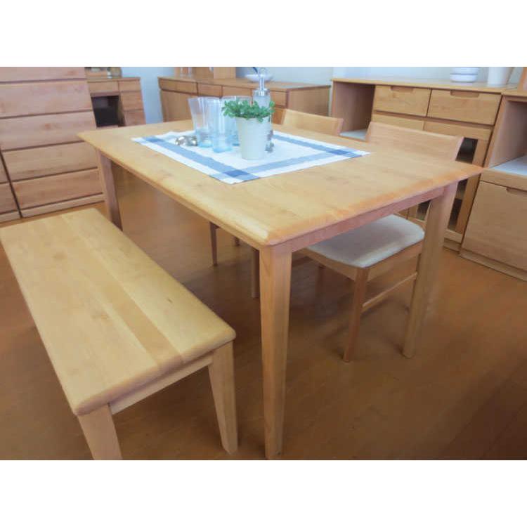 ダイニングテーブル 幅125cm 天然木製 アルダー製 ナチュラル 4人用