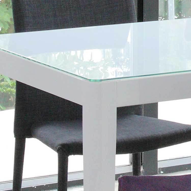 ダイニングテーブル ホワイト ハイグロス塗装 高透過ガラス 幅150cm 