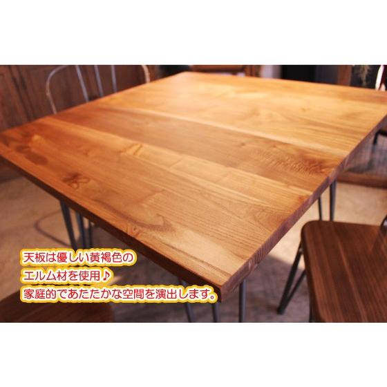 カフェテーブル 天然木製 正方形 幅80cm 北欧 エルム材 : インテリアル