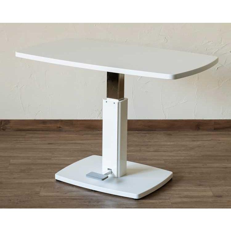 ダイニングテーブル 昇降式 高さ調節 ホワイト 一本脚 1本脚