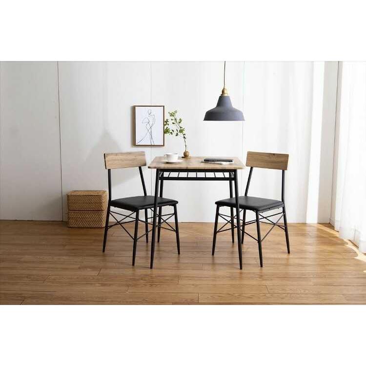 ダイニングテーブルセット 2人用 75cm角正方形 ブラウン 天然木 PVC張 ダイニングテーブルセット 二人用 正方形 セット 北欧 おしゃれ