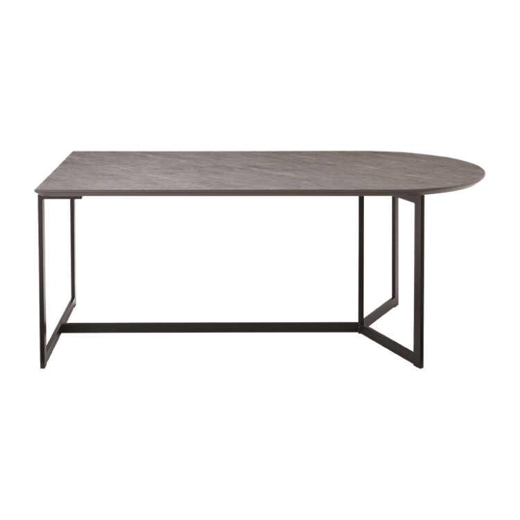 2026年 ダイニングテーブル 幅160 奥行80 高さ70 メラミン天板 傷に強い ストーン柄 石目柄 半円型 スチール脚 モダン ホテルライク クール お洒落 【IQY1318417859】(46675円)