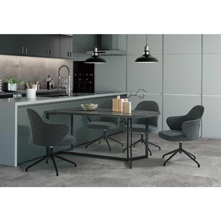 2026年 ダイニングテーブル 幅160 奥行80 高さ70 メラミン天板 傷に強い ストーン柄 石目柄 半円型 スチール脚 モダン ホテルライク クール お洒落 【IQY1318417859】(46675円)