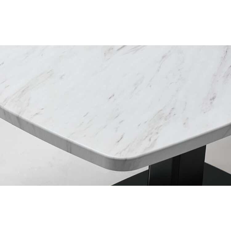 ダイニングテーブル 昇降式 長方形 ガス圧式 ペダル 幅120 大理石柄 白