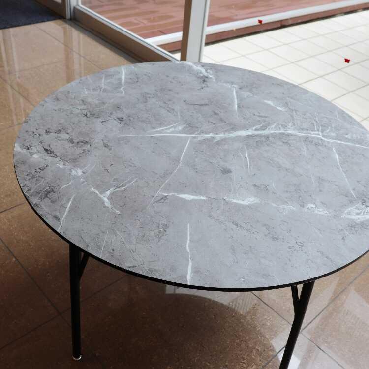 円形グレー大理テーブル 直径105cm 大理石風ダイニングテーブル 円形 グレー色 食卓用テーブル