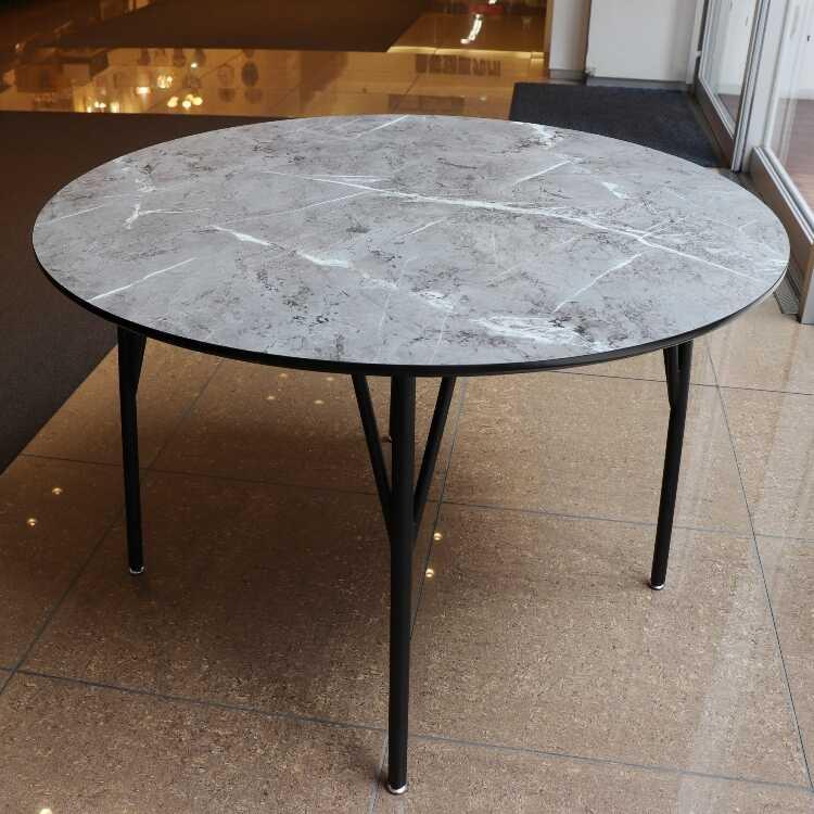 直径105cm 大理石風ダイニングテーブル 円形 グレー色 食卓用テーブル