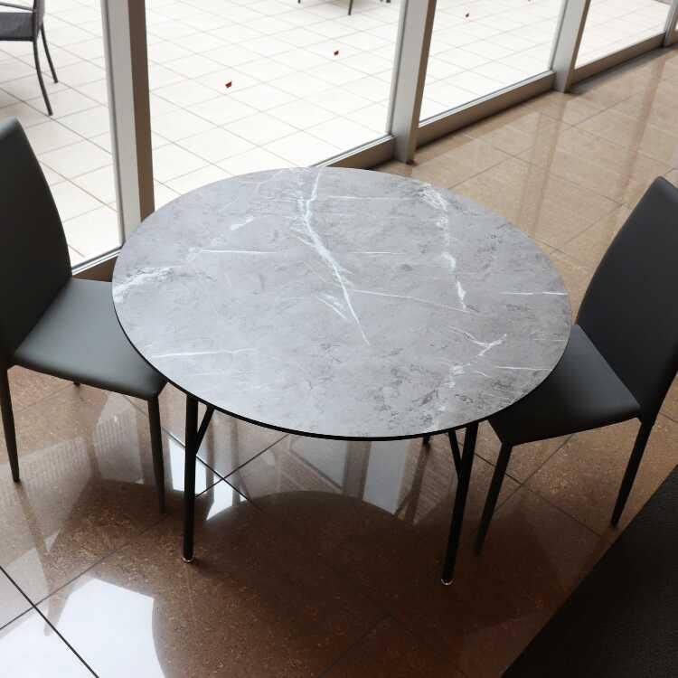 超美品　円形　ダイニングテーブル グレー　大理石　テーブル　高級　オシャレ　綺麗 直径105cm 大理石風ダイニングテーブル 円形 グレー色 食卓用テーブル