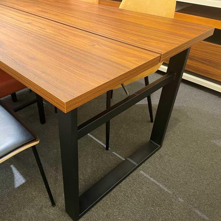 幅138cm・ハイデザインのダイニングテーブル ダークブラウン ロ型脚