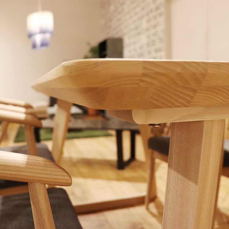 幅150cm・天然木アッシュ無垢材ダイニングテーブル 白 ホワイト 食卓用