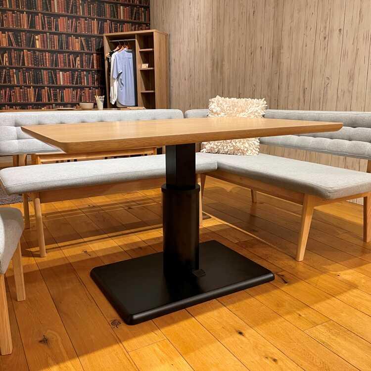 幅120cm・北欧ナチュラル・昇降式ダイニングテーブル 天然木オーク材