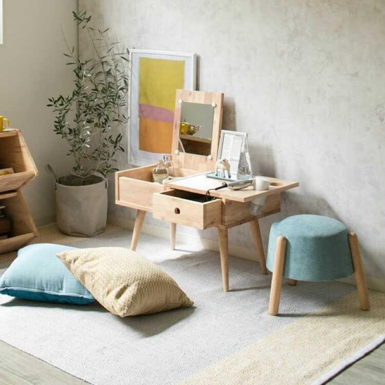 ドレッサー ローテーブル おしゃれ ナチュラル 天然木 木製 ロータイプ 引き出し 収納 一面鏡 北欧 メイク台 一人暮らし コンパクト 幅75cm |  | 01