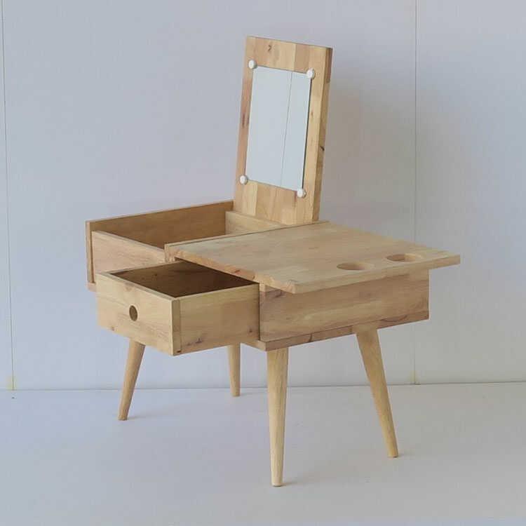 ドレッサー ローテーブル おしゃれ ナチュラル 天然木 木製 ロータイプ 引き出し 収納 一面鏡 北欧 メイク台 一人暮らし コンパクト 幅75cm |  | 02