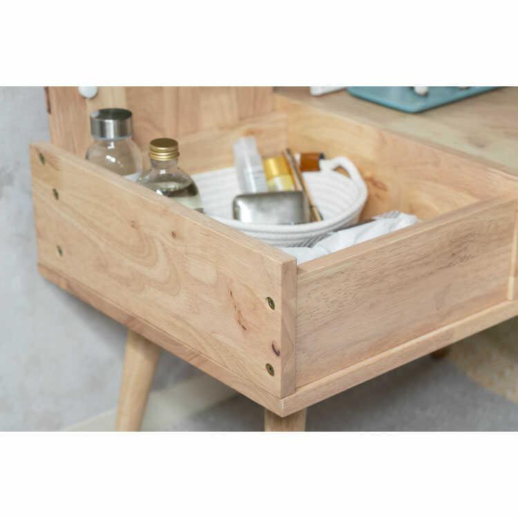 ドレッサー ローテーブル おしゃれ ナチュラル 天然木 木製 ロータイプ 引き出し 収納 一面鏡 北欧 メイク台 一人暮らし コンパクト 幅75cm |  | 06