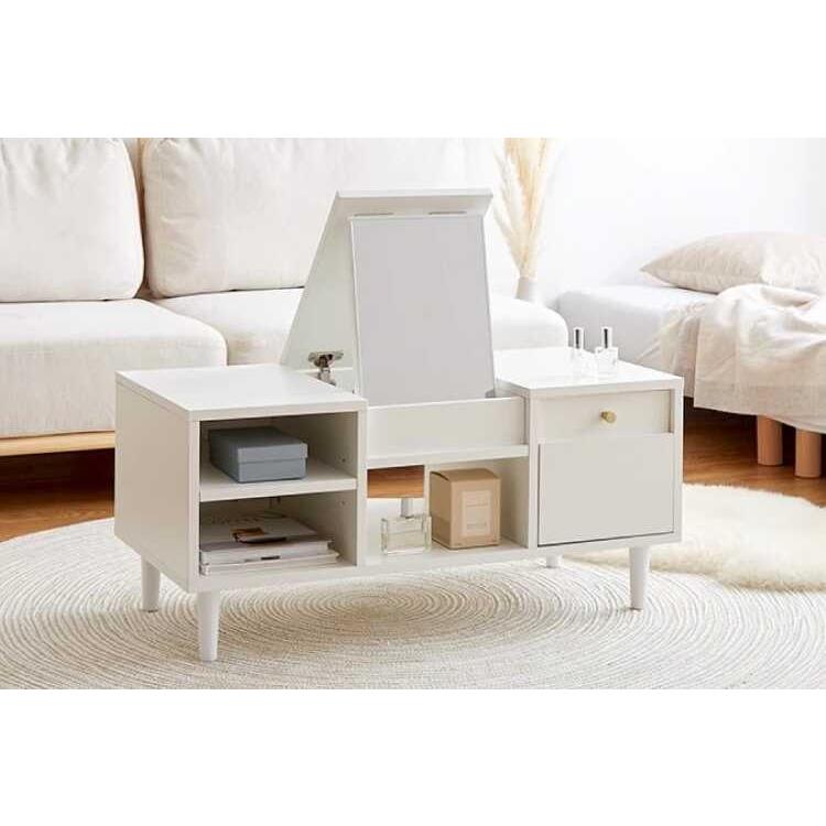 ドレッサーテーブル 白 おしゃれ 北欧 鏡付き ドレッサー ロー