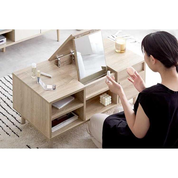 ドレッサー テーブル 北欧 鏡付き 収納 ドレッサーテーブル ロー ナチュラル 引き出し 化粧台 ローテーブル ワンルーム 幅85 鏡台 メイク |  | 07