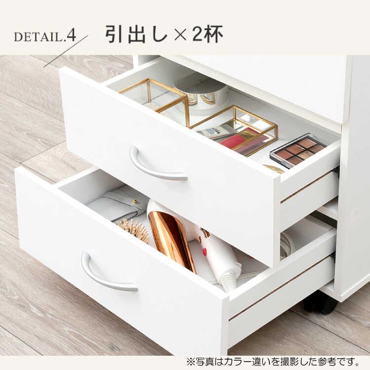 ドレッサー サイドテーブル ミニ ブラウン色 幅42 コンパクト 鏡 収納 引出し おしゃれ 北欧 化粧台 ワゴン 一面鏡 大容量 シンプル ウッド |  | 10