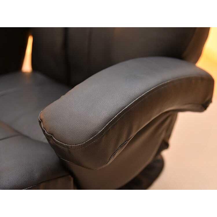 本革製座椅子リクライニング付き 黒 ブラック 360度回転 パーソナルチェア ハイバック リラックスチェア かっこいい スタイリッシュフロアチェア シンプル |  | 02