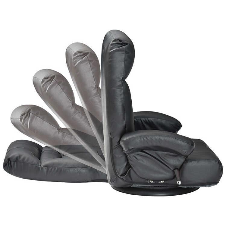 本革製座椅子リクライニング付き 黒 ブラック 360度回転 パーソナルチェア ハイバック リラックスチェア かっこいい スタイリッシュフロアチェア シンプル |  | 05