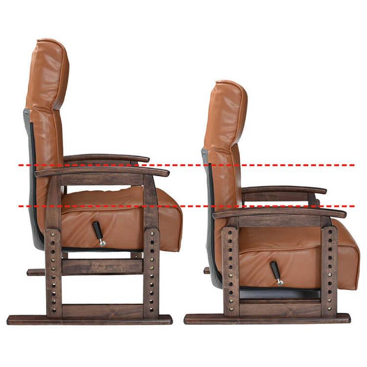 7段階で高さ調節可！高座椅子ブラウン PVCレザー製 背もたれ＆ヘッド部リクライニング ポケットコイル パーソナルチェア ハイバック リラックスチェア おしゃれ |  | 03
