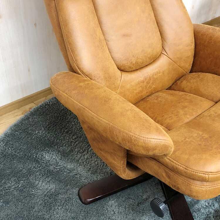 パーソナルチェア お洒落 リクライニングチェア オットマン付 肘付き ハイバック リクライニング 布 一人掛け キズに強い アンティーク ライトブラウン |  | 10