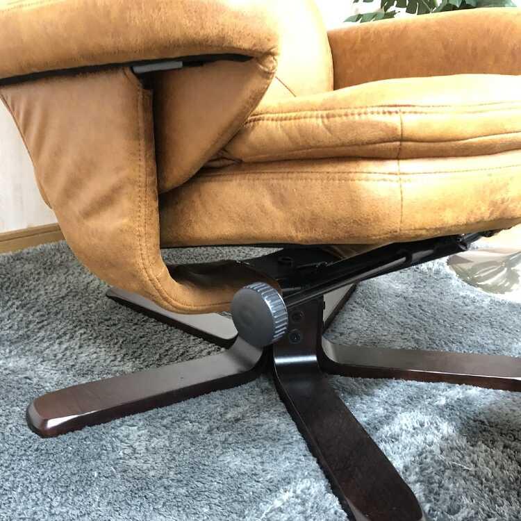 パーソナルチェア お洒落 リクライニングチェア オットマン付 肘付き ハイバック リクライニング 布 一人掛け キズに強い アンティーク ライトブラウン |  | 12