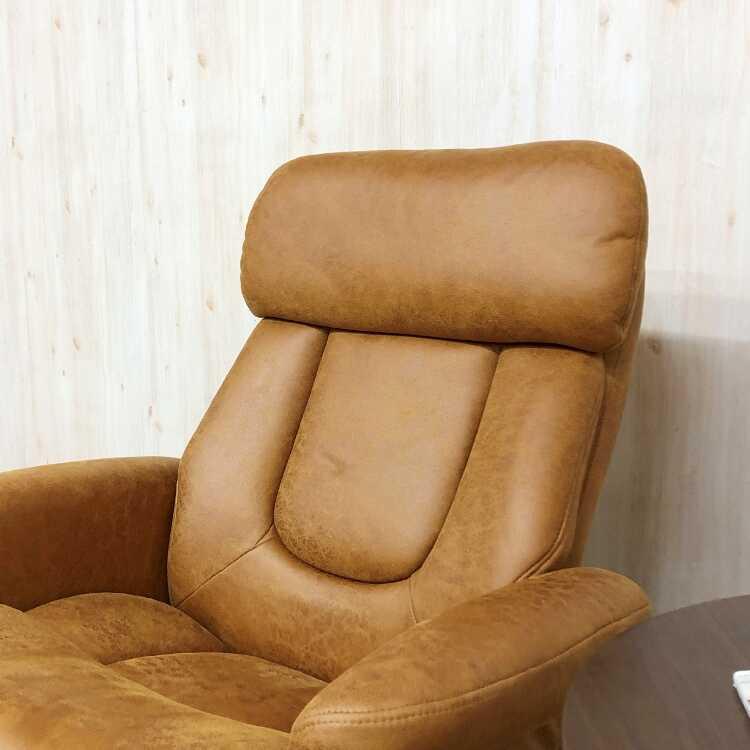 パーソナルチェア お洒落 リクライニングチェア オットマン付 肘付き ハイバック リクライニング 布 一人掛け キズに強い アンティーク ライトブラウン |  | 09