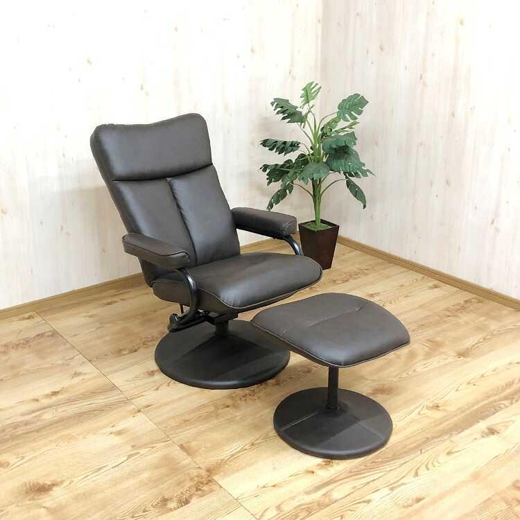 パーソナルチェア リクライニング チェア お洒落 オットマン付き レザー ブラウン 北欧 モダン かっこいい 肘付き 一人掛け 書斎 一人暮らし |  | 03