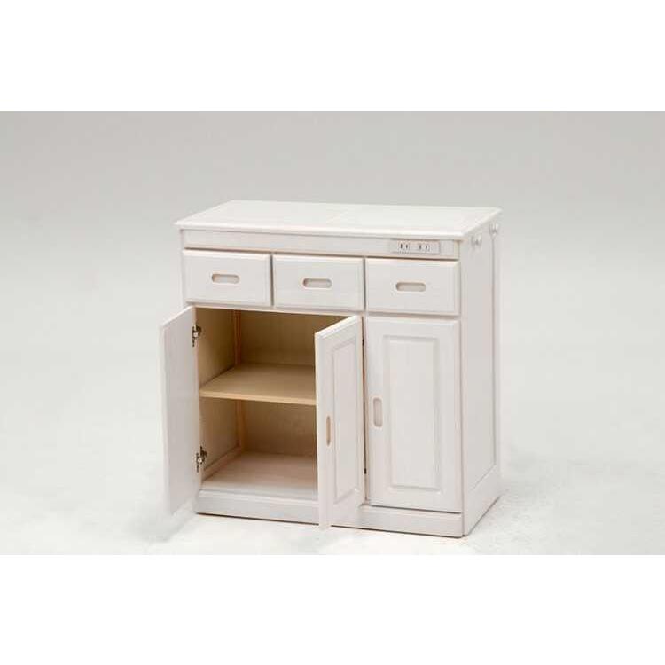 キッチンカウンター おしゃれ 天然木 ナチュラル 単品 ホワイト カントリー 北欧 作業台 コンセント付 タイル天板 キッチン 収納 幅69cm |  | 06