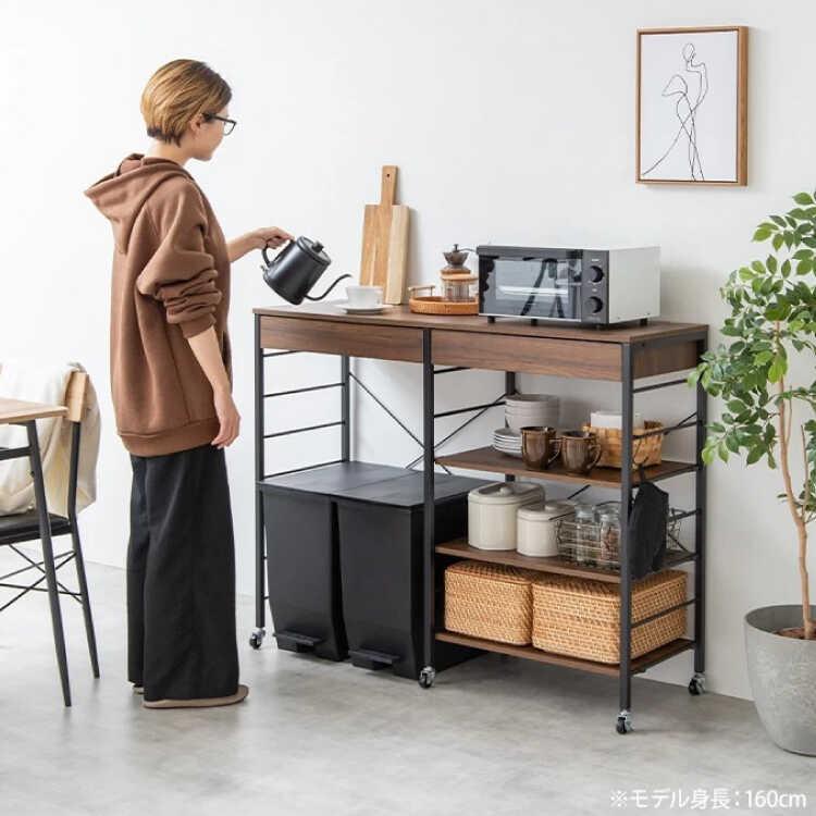 キッチンカウンター 幅120 レンジラック レンジ台 お洒落 ゴミ箱上