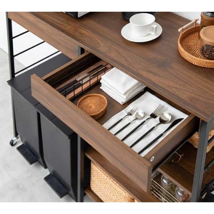 キッチンカウンター 幅120 レンジラック レンジ台 お洒落 ゴミ箱上