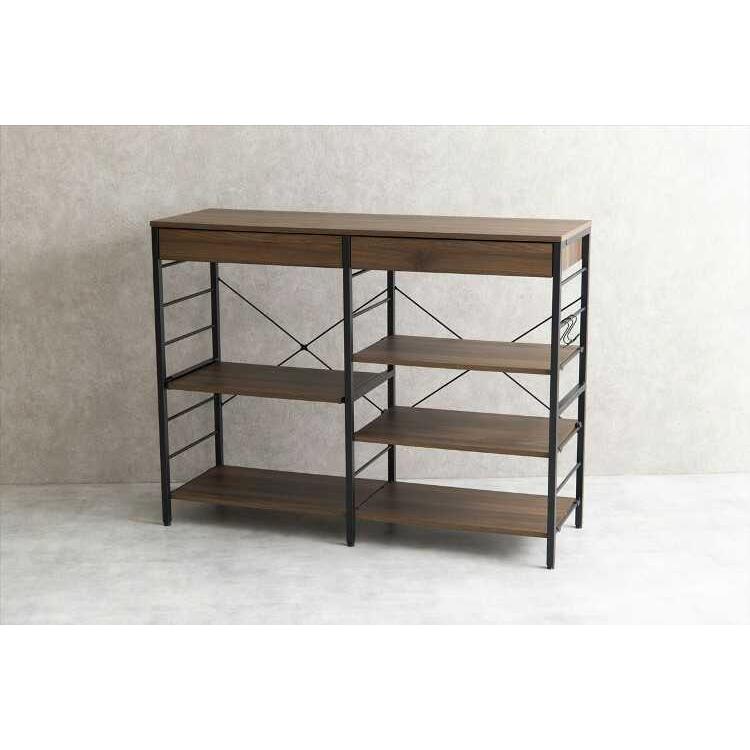 収納ラック 幅120 ロータイプ お洒落 ブラウン レンジ台 レンジラック