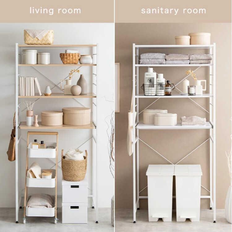 キッチンラック ゴミ箱上ラック シンプル 白 幅80 おしゃれ ホワイト 収納 オープン スライド棚 収納ラック ラック オープンラック リビング |  | 11