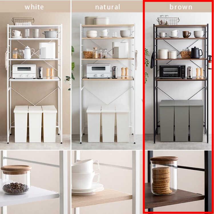 ゴミ箱上ラック キッチンラック 収納 ラック ブラウン お洒落 北欧 ヴィンテージ 幅80 スライド棚 リビング ワンルーム 食器棚 スチール 人気 |  | 07
