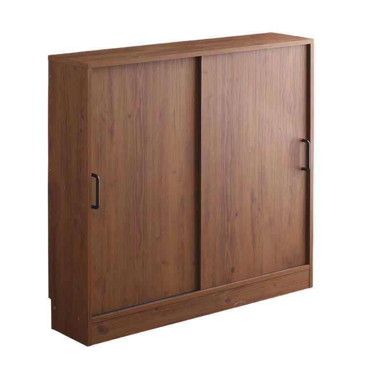 カウンター下収納 キッチン 幅90 奥行21 薄型 スリム 引き戸 ウォールナット色 ブラウン 木製 おしゃれ 可動棚 棚板 キャビネット 一人暮らし |  | 01