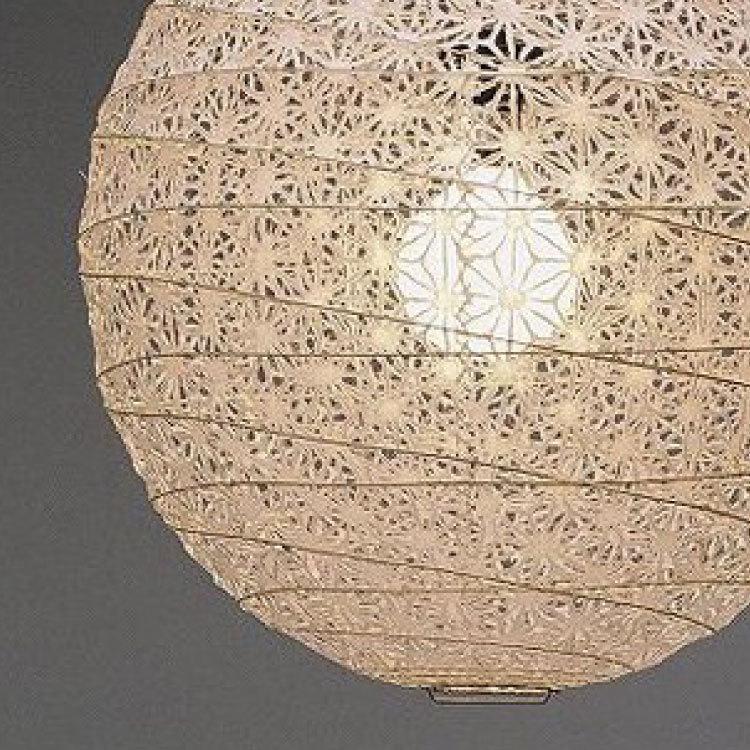 ペンダントライト　和風照明　レース　和紙　花麻柄　ホワイト　ブラウン　かわいい　上品　和室　食卓　玄関　円形　手作り　インテリア　1灯　LED対応 |  | 02