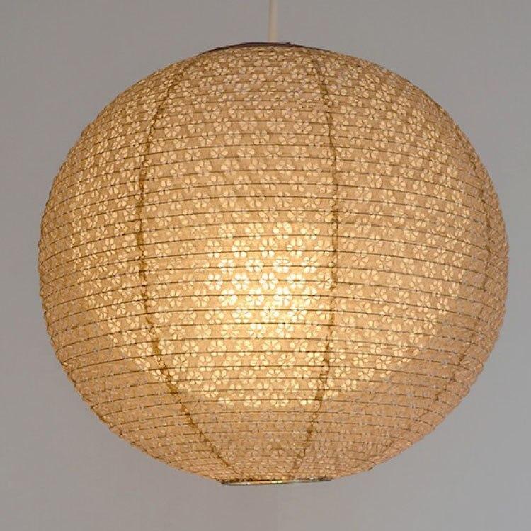 ペンダントライト　和室　お洒落　ブラウン　小梅柄　和モダン　玄関　トイレ　和風　アジアン　間接照明　提灯　2重　日本製　1灯　直径35cm　LED対応 |  | 02