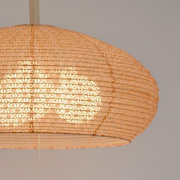 ペンダントライト 麻葉柄 和風 楕円形 和室 上品 段階調光 寝室