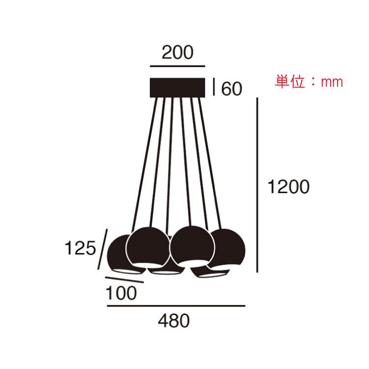 ペンダントライト 丸型 モダン スタイリッシュ スチール製 階段 吹き抜け 天井照明 高さ調節 長さ調節 長い ブラック クローム ゴールド 6灯 LED対応 |  | 12