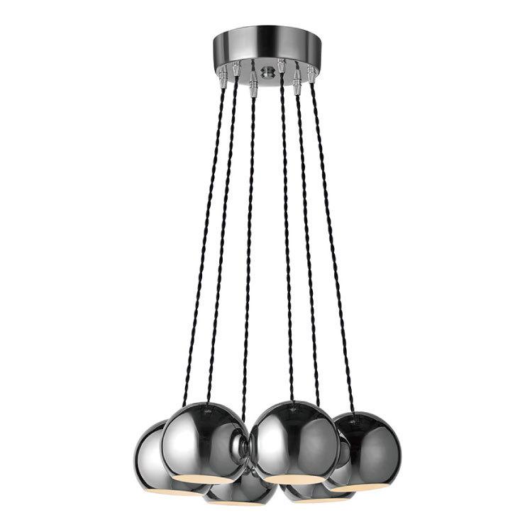 ペンダントライト 丸型 モダン スタイリッシュ スチール製 階段 吹き抜け 天井照明 高さ調節 長さ調節 長い ブラック クローム ゴールド 6灯 LED対応 |  | 03