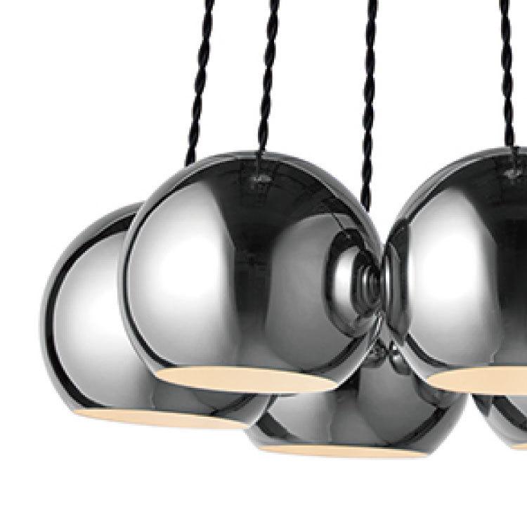 ペンダントライト 丸型 モダン スタイリッシュ スチール製 階段 吹き抜け 天井照明 高さ調節 長さ調節 長い ブラック クローム ゴールド 6灯 LED対応 |  | 04