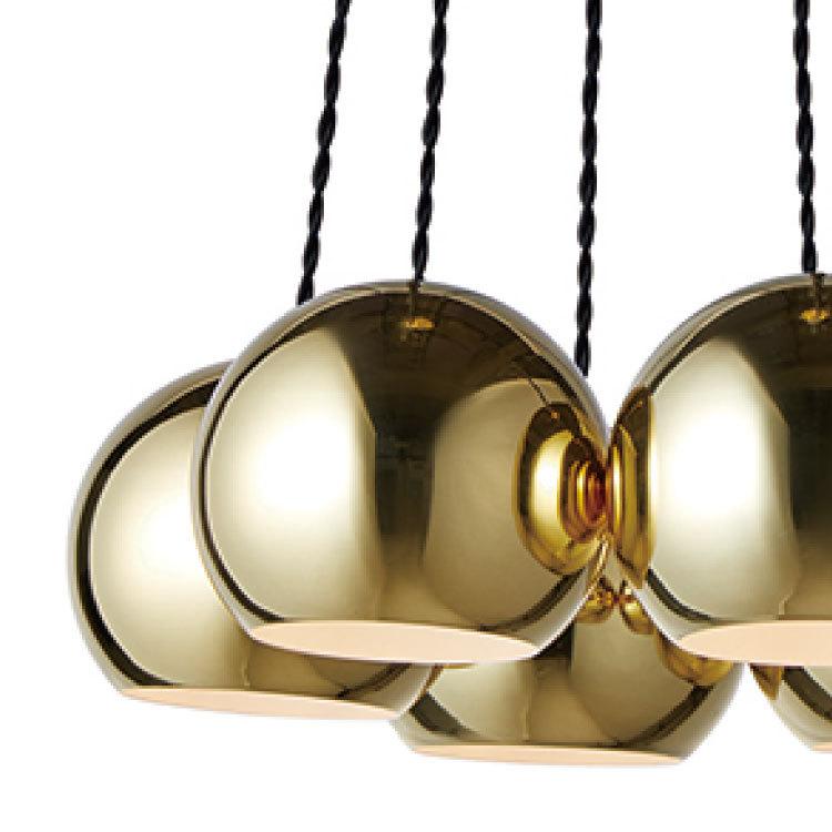 ペンダントライト 丸型 モダン スタイリッシュ スチール製 階段 吹き抜け 天井照明 高さ調節 長さ調節 長い ブラック クローム ゴールド 6灯 LED対応 |  | 06