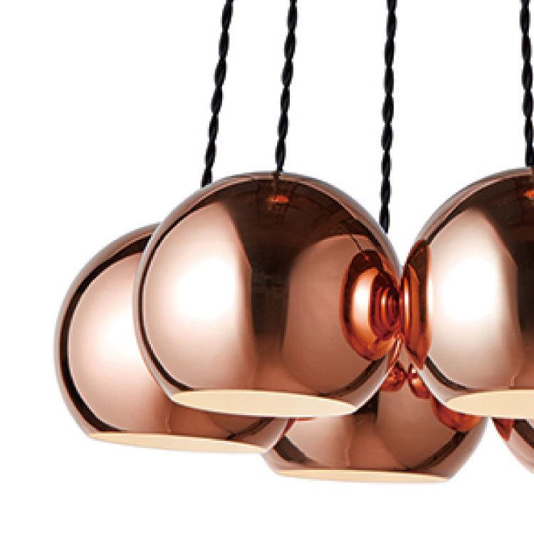 ペンダントライト 丸型 モダン スタイリッシュ スチール製 階段 吹き抜け 天井照明 高さ調節 長さ調節 長い ブラック クローム ゴールド 6灯 LED対応 |  | 08