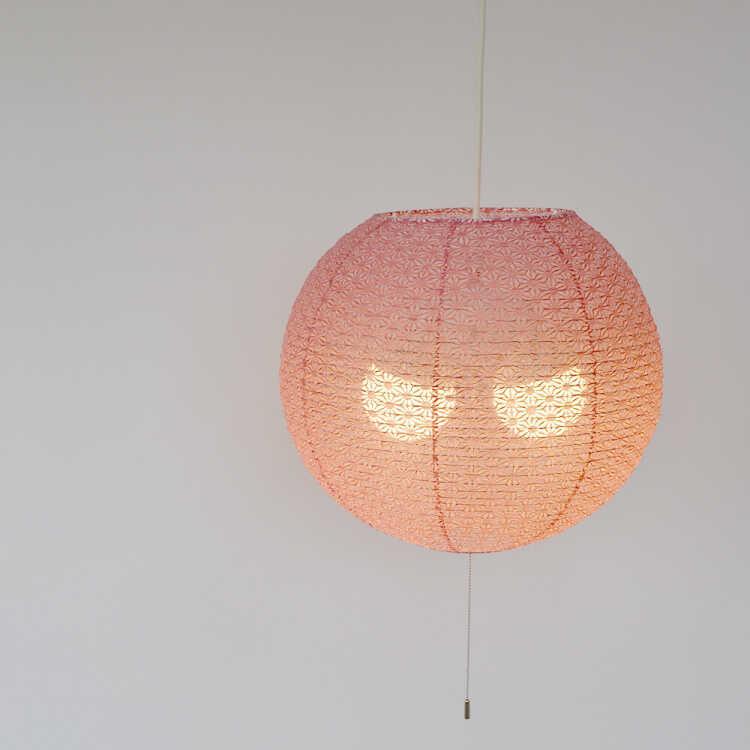 逆さペンダントライトおしゃれ照明 ハンドメイド和柄 ピンクシーリングライト ペンダントライト 和風照明 麻葉梅紫 ピンク かわいい 和紙 吊り下げ