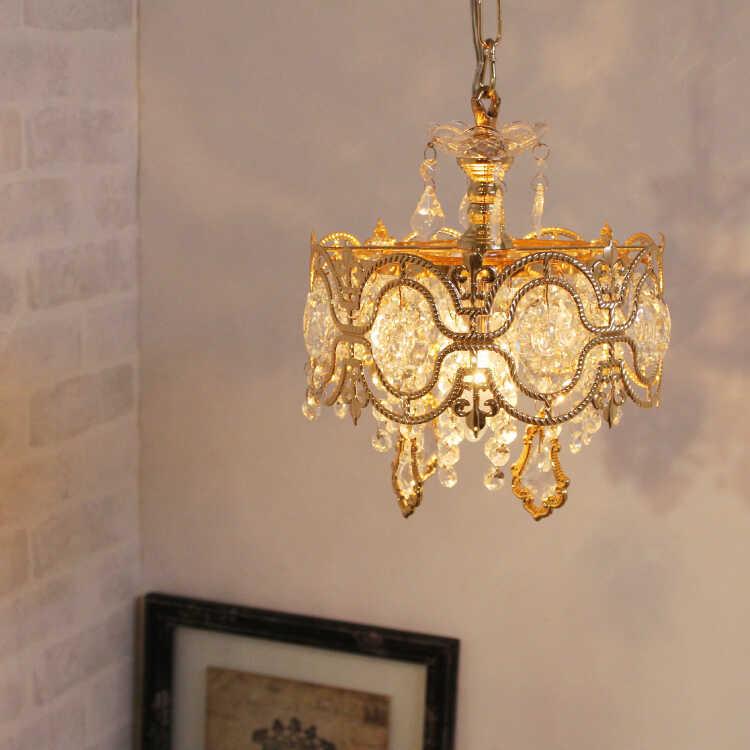 キラキラシャンデリア シャンデリア ティアラ 王冠 1灯 シャンパンゴールド LED対応 オシャレ